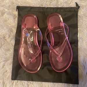 New Pink Jelly Womens clear flip flops